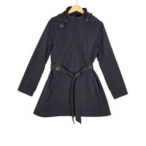 Ricki's Women's Soft Shell Trench Coat Belted Detachable Hood Black XL